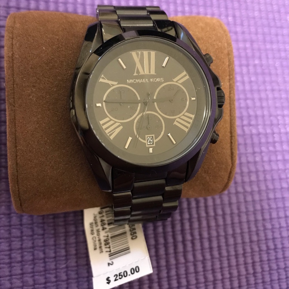 MICHEAL KORS STAINLESS STEAL BLACK WATCH-ORG$250